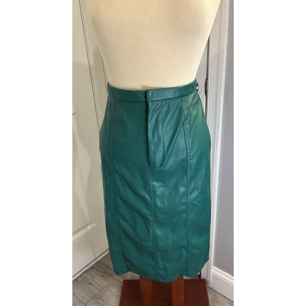 NSR Faux Leather Pencil Midi Skirt - Emerald Green - NWT - Size Medium
